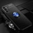 Ultra-thin Silicone Gel Soft Case Cover with Magnetic Finger Ring Stand JM3 for Oppo A56 5G Blue and Black