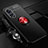 Ultra-thin Silicone Gel Soft Case Cover with Magnetic Finger Ring Stand JM3 for Oppo A58 5G Red and Black