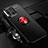 Ultra-thin Silicone Gel Soft Case Cover with Magnetic Finger Ring Stand JM3 for Oppo Find X3 Pro 5G Red and Black