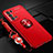 Ultra-thin Silicone Gel Soft Case Cover with Magnetic Finger Ring Stand JM3 for Oppo Reno6 Pro+ Plus 5G Red