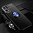 Ultra-thin Silicone Gel Soft Case Cover with Magnetic Finger Ring Stand JM3 for Oppo Reno7 Pro 5G Blue and Black
