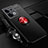 Ultra-thin Silicone Gel Soft Case Cover with Magnetic Finger Ring Stand JM3 for Oppo Reno8 Pro+ Plus 5G Red and Black