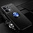 Ultra-thin Silicone Gel Soft Case Cover with Magnetic Finger Ring Stand JM3 for Oppo Reno9 Pro 5G Blue and Black