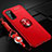 Ultra-thin Silicone Gel Soft Case Cover with Magnetic Finger Ring Stand JM3 for Samsung Galaxy S20 Red