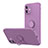 Ultra-thin Silicone Gel Soft Case Cover with Magnetic Finger Ring Stand N01 for Apple iPhone 12 Mini Purple