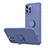 Ultra-thin Silicone Gel Soft Case Cover with Magnetic Finger Ring Stand N01 for Apple iPhone 12 Pro Max Lavender Gray