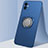 Ultra-thin Silicone Gel Soft Case Cover with Magnetic Finger Ring Stand N02 for Apple iPhone 12 Blue