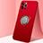 Ultra-thin Silicone Gel Soft Case Cover with Magnetic Finger Ring Stand N02 for Apple iPhone 12 Pro Max Red