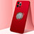 Ultra-thin Silicone Gel Soft Case Cover with Magnetic Finger Ring Stand N02 for Apple iPhone 12 Pro Red