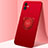 Ultra-thin Silicone Gel Soft Case Cover with Magnetic Finger Ring Stand N04 for Apple iPhone 12 Mini Red