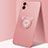 Ultra-thin Silicone Gel Soft Case Cover with Magnetic Finger Ring Stand N04 for Apple iPhone 12 Mini Rose Gold