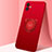 Ultra-thin Silicone Gel Soft Case Cover with Magnetic Finger Ring Stand N04 for Apple iPhone 12 Red