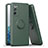 Ultra-thin Silicone Gel Soft Case Cover with Magnetic Finger Ring Stand QW1 for Samsung Galaxy S20 Lite 5G Midnight Green