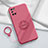 Ultra-thin Silicone Gel Soft Case Cover with Magnetic Finger Ring Stand S01 for Oppo Reno6 Pro+ Plus 5G Hot Pink