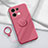 Ultra-thin Silicone Gel Soft Case Cover with Magnetic Finger Ring Stand S01 for Oppo Reno8 5G Hot Pink