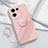 Ultra-thin Silicone Gel Soft Case Cover with Magnetic Finger Ring Stand S01 for Oppo Reno8 5G Pink