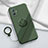Ultra-thin Silicone Gel Soft Case Cover with Magnetic Finger Ring Stand S01 for Vivo T1 5G India Midnight Green
