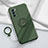 Ultra-thin Silicone Gel Soft Case Cover with Magnetic Finger Ring Stand S02 for Oppo Reno6 5G Midnight Green