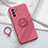 Ultra-thin Silicone Gel Soft Case Cover with Magnetic Finger Ring Stand S02 for Oppo Reno6 Pro 5G India Hot Pink