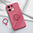 Ultra-thin Silicone Gel Soft Case Cover with Magnetic Finger Ring Stand S02 for Oppo Reno8 5G Hot Pink