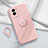 Ultra-thin Silicone Gel Soft Case Cover with Magnetic Finger Ring Stand S02 for Vivo Y55s (2021) Pink