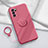 Ultra-thin Silicone Gel Soft Case Cover with Magnetic Finger Ring Stand S03 for Oppo Reno6 Pro 5G India Hot Pink