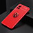 Ultra-thin Silicone Gel Soft Case Cover with Magnetic Finger Ring Stand SD1 for Vivo X60 Pro 5G Red