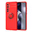 Ultra-thin Silicone Gel Soft Case Cover with Magnetic Finger Ring Stand SD1 for Xiaomi Mi Note 10 Lite Red