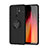 Ultra-thin Silicone Gel Soft Case Cover with Magnetic Finger Ring Stand SD1 for Xiaomi Redmi 9 Prime India Black