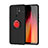 Ultra-thin Silicone Gel Soft Case Cover with Magnetic Finger Ring Stand SD1 for Xiaomi Redmi 9 Prime India Red and Black
