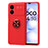 Ultra-thin Silicone Gel Soft Case Cover with Magnetic Finger Ring Stand SD1 for Xiaomi Redmi Note 11R 5G Red