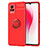 Ultra-thin Silicone Gel Soft Case Cover with Magnetic Finger Ring Stand SD2 for Vivo V20 Red