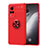 Ultra-thin Silicone Gel Soft Case Cover with Magnetic Finger Ring Stand SD2 for Vivo X60 Pro 5G Red