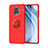 Ultra-thin Silicone Gel Soft Case Cover with Magnetic Finger Ring Stand SD2 for Xiaomi Redmi Note 9 Pro Max Red