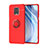 Ultra-thin Silicone Gel Soft Case Cover with Magnetic Finger Ring Stand SD2 for Xiaomi Redmi Note 9S Red