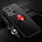 Ultra-thin Silicone Gel Soft Case Cover with Magnetic Finger Ring Stand SD3 for Xiaomi Redmi 9 India Red and Black