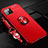 Ultra-thin Silicone Gel Soft Case Cover with Magnetic Finger Ring Stand T01 for Apple iPhone 11 Pro Max Red