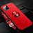 Ultra-thin Silicone Gel Soft Case Cover with Magnetic Finger Ring Stand T01 for Apple iPhone 11 Pro Red