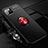 Ultra-thin Silicone Gel Soft Case Cover with Magnetic Finger Ring Stand T01 for Apple iPhone 11 Pro Red and Black