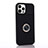 Ultra-thin Silicone Gel Soft Case Cover with Magnetic Finger Ring Stand T01 for Apple iPhone 12 Pro Black