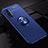 Ultra-thin Silicone Gel Soft Case Cover with Magnetic Finger Ring Stand T01 for Huawei Honor 20S Blue