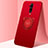 Ultra-thin Silicone Gel Soft Case Cover with Magnetic Finger Ring Stand T01 for OnePlus 7T Pro Red