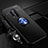 Ultra-thin Silicone Gel Soft Case Cover with Magnetic Finger Ring Stand T01 for OnePlus 8 Pro Blue and Black