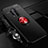 Ultra-thin Silicone Gel Soft Case Cover with Magnetic Finger Ring Stand T01 for OnePlus 8 Pro Red and Black