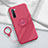 Ultra-thin Silicone Gel Soft Case Cover with Magnetic Finger Ring Stand T01 for Oppo A91 Red Wine