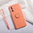 Ultra-thin Silicone Gel Soft Case Cover with Magnetic Finger Ring Stand T01 for Oppo Find X2 Orange