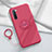 Ultra-thin Silicone Gel Soft Case Cover with Magnetic Finger Ring Stand T01 for Oppo K7 5G Red Wine