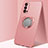 Ultra-thin Silicone Gel Soft Case Cover with Magnetic Finger Ring Stand T01 for Oppo Reno4 Pro 5G Rose Gold