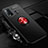 Ultra-thin Silicone Gel Soft Case Cover with Magnetic Finger Ring Stand T01 for Vivo Y50 Red and Black