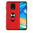 Ultra-thin Silicone Gel Soft Case Cover with Magnetic Finger Ring Stand T01 for Xiaomi Redmi Note 9 Pro Max Red